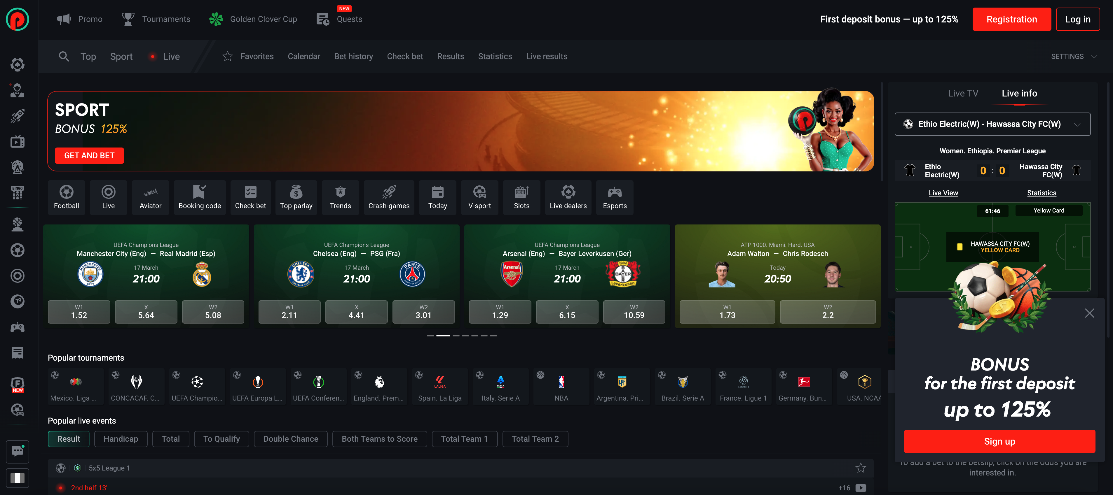Sports betting at Pin Up Nigeria